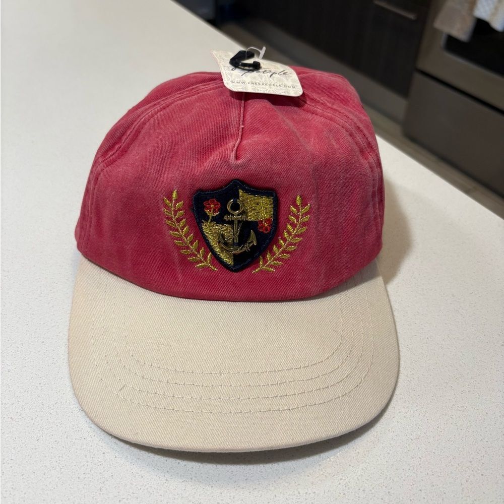 NWT Free People Red Cream Two-Tone Hat